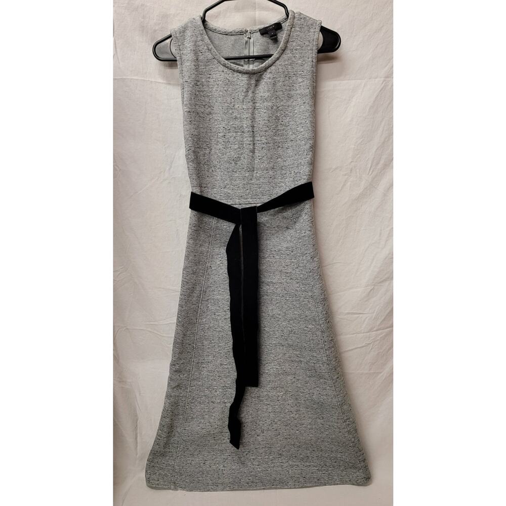 J. Crew A-Line Dress Velvet Tie Heather Gray Sweatshirt Material Size 8